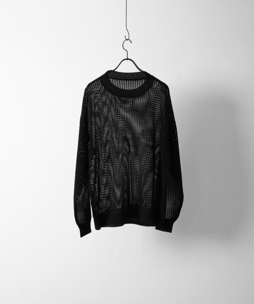 Confirm(コンファーム)の「透かし編み ビッグシルエット メッシュニットプルオーバー【Confirm】(ニット/セーター・メンズ・ブラック/ダークグレー/ナチュラル・M/L)」の6枚目の写真