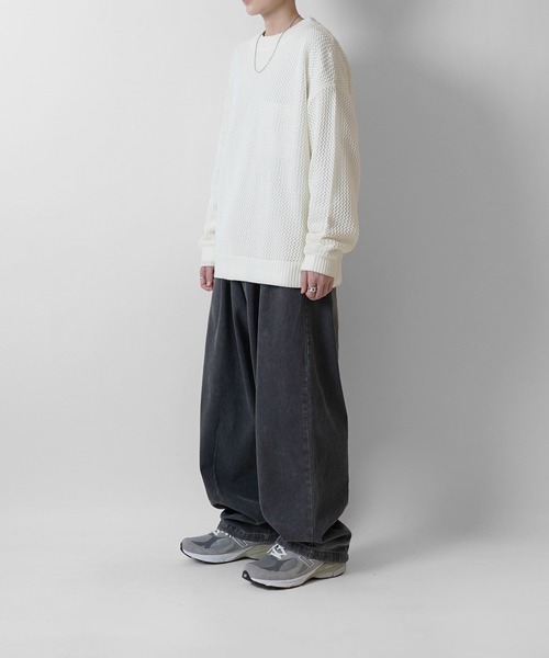 Confirm(コンファーム)の「透かし編み ビッグシルエット メッシュニットプルオーバー【Confirm】(ニット/セーター・メンズ・ブラック/ダークグレー/ナチュラル・M/L)」の18枚目の写真