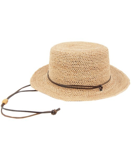 polcadot(ポルカドット)の「RAFFIA BOATER HAT/ラフィア カンカン帽(ストラップ付)(ハット・レディース・ベージュ/ブラック・FREE)」の4枚目の写真