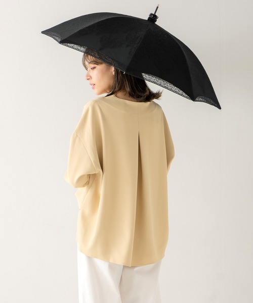 ダマスクレース日傘 一級遮光 二重レースダマスク柄長傘 日傘/晴雨兼用傘 竹製