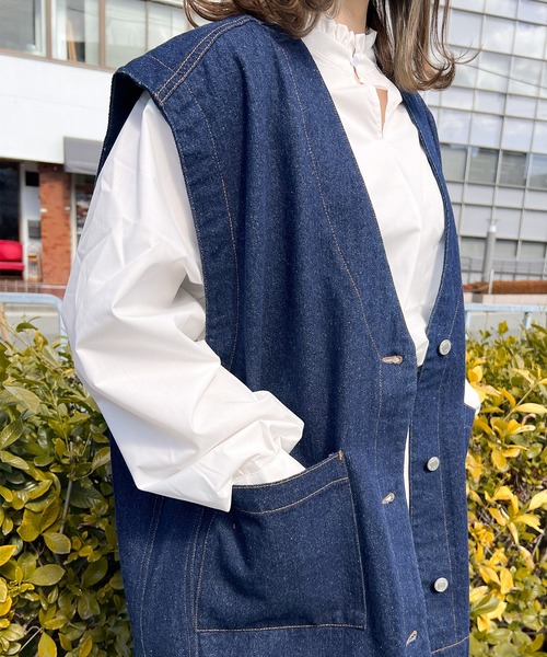 Mysa&Liina(ミーサリーナ)の「オーバーサイズデニムベスト(ベスト・レディース・インディゴブルー/サックスブルー・M)」の8枚目の写真