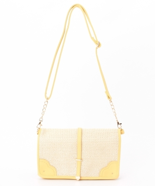 grove（グローブ）の「2WAYペーパー素材ベルトフラップショルダーバッグ（ショルダーバッグ・レディース・ホワイト/イエロー/ピンク/ブルー/ブラック/ブルー系1・00）」の5枚目の写真