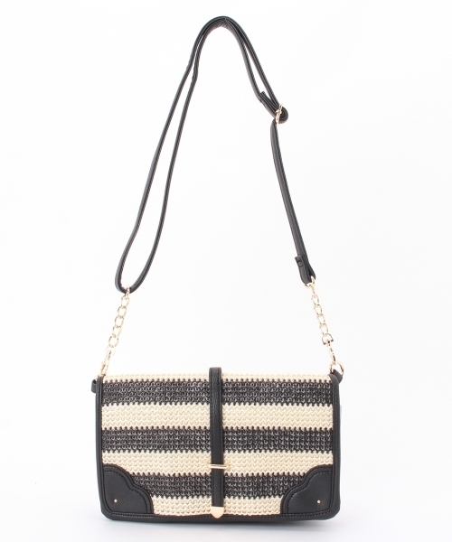 grove（グローブ）の「2WAYペーパー素材ベルトフラップショルダーバッグ（ショルダーバッグ・レディース・ホワイト/イエロー/ピンク/ブルー/ブラック/ブルー系1・00）」の3枚目の写真