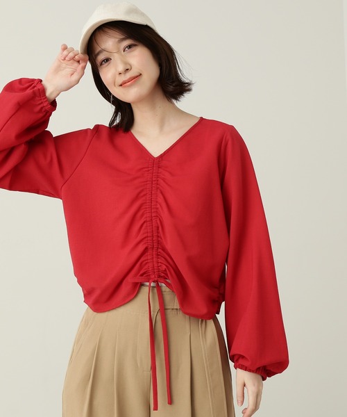 N.（N. Natural Beauty Basic）（エヌエヌナチュラルビューティーベーシック）の「◆ドロストギャザーブラウス（シャツ/ブラウス・レディース・レッド/イエロー系その他/ブラック系その他・MEDIUM）」の3枚目の写真