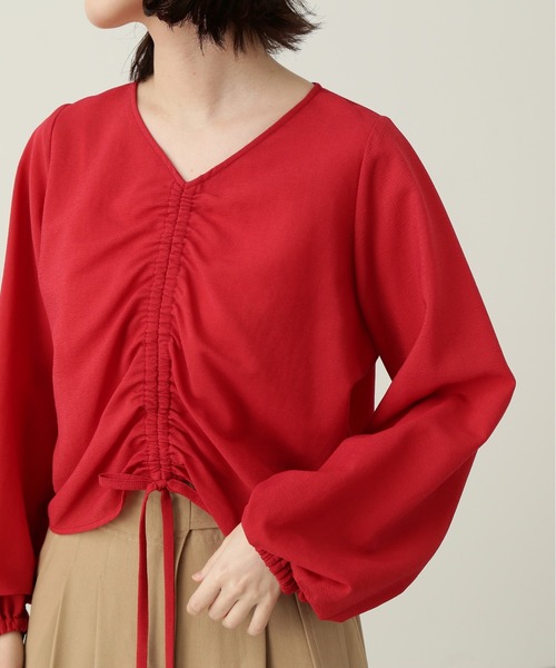 N.（N. Natural Beauty Basic）（エヌエヌナチュラルビューティーベーシック）の「◆ドロストギャザーブラウス（シャツ/ブラウス・レディース・レッド/イエロー系その他/ブラック系その他・MEDIUM）」の9枚目の写真