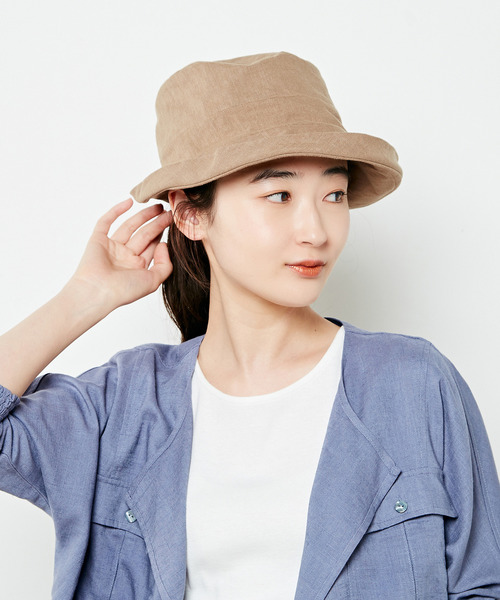 MELROSE claire（メルローズ クレール）の「【ナチュラルな風合いが大人な印象♪サンドウォッシュリネンハット】（ハット）」 WEAR