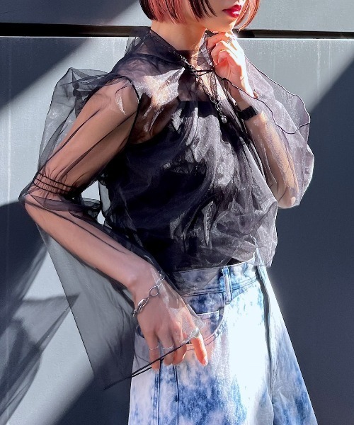 PAGEBOY（ページボーイ）の「ダブチュールキャミSET（シャツ/ブラウス・レディース・ターコイズブルー/オフホワイト/ブラック/ブラック系その他・FREE）」の2枚目の写真