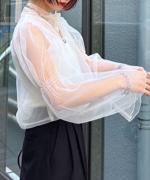 PAGEBOY（ページボーイ）の「ダブチュールキャミSET（シャツ/ブラウス・レディース・ターコイズブルー/オフホワイト/ブラック/ブラック系その他・FREE）」の12枚目の写真