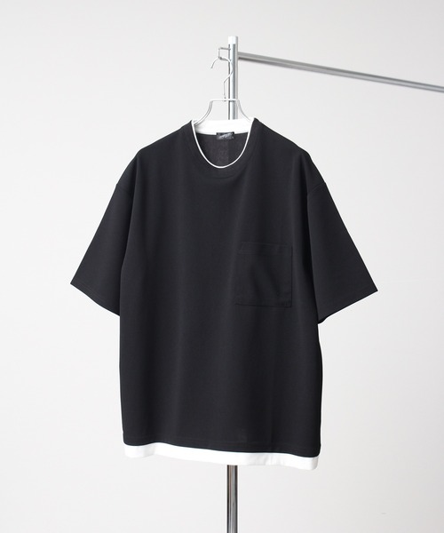 Art re A select(アトリエセレクト)の「ジョーゼット×ポンチ フェイクレイヤードオーバーサイズTシャツ(Tシャツ/カットソー・メンズ・ネイビー/ブラック/ホワイト/ライトグレー/ターコイズブルー/ワイン/チャコール/グレイッシュブルー・M/L/XL)」の14枚目の写真