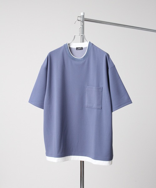 Art re A select(アトリエセレクト)の「ジョーゼット×ポンチ フェイクレイヤードオーバーサイズTシャツ(Tシャツ/カットソー・メンズ・ネイビー/ブラック/ホワイト/ライトグレー/ターコイズブルー/ワイン/チャコール/グレイッシュブルー・M/L/XL)」の16枚目の写真
