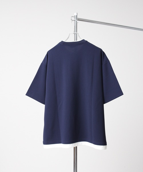 Art re A select(アトリエセレクト)の「ジョーゼット×ポンチ フェイクレイヤードオーバーサイズTシャツ(Tシャツ/カットソー・メンズ・ネイビー/ブラック/ホワイト/ライトグレー/ターコイズブルー/ワイン/チャコール/グレイッシュブルー・M/L/XL)」の20枚目の写真