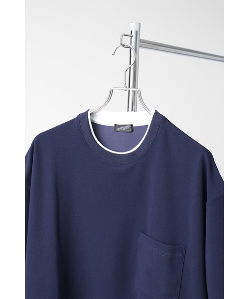 Art re A select(アトリエセレクト)の「ジョーゼット×ポンチ フェイクレイヤードオーバーサイズTシャツ(Tシャツ/カットソー・メンズ・ネイビー/ブラック/ホワイト/ライトグレー/ターコイズブルー/ワイン/チャコール/グレイッシュブルー・M/L/XL)」の18枚目の写真