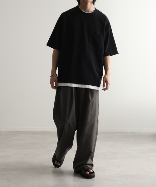 Art re A select(アトリエセレクト)の「ジョーゼット×ポンチ フェイクレイヤードオーバーサイズTシャツ(Tシャツ/カットソー・メンズ・ネイビー/ブラック/ホワイト/ライトグレー/ターコイズブルー/ワイン/チャコール/グレイッシュブルー・M/L/XL)」の21枚目の写真
