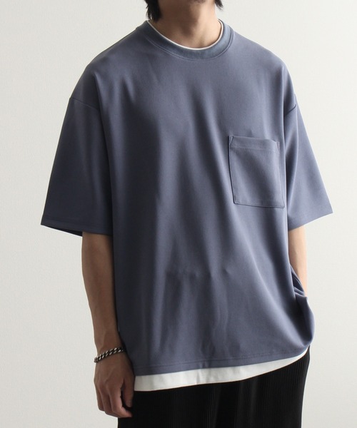 Art re A select(アトリエセレクト)の「ジョーゼット×ポンチ フェイクレイヤードオーバーサイズTシャツ(Tシャツ/カットソー・メンズ・ネイビー/ブラック/ホワイト/ライトグレー/ターコイズブルー/ワイン/チャコール/グレイッシュブルー・M/L/XL)」の19枚目の写真