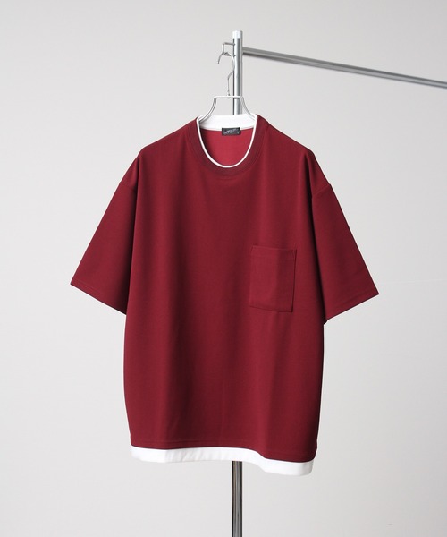 Art re A select(アトリエセレクト)の「ジョーゼット×ポンチ フェイクレイヤードオーバーサイズTシャツ(Tシャツ/カットソー・メンズ・ネイビー/ブラック/ホワイト/ライトグレー/ターコイズブルー/ワイン/チャコール/グレイッシュブルー・M/L/XL)」の12枚目の写真