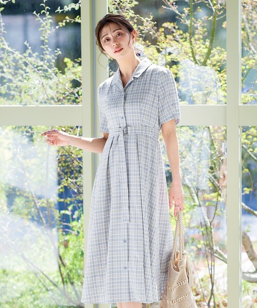 【セール】【洗える】開襟シャツワンピース（シャツワンピース）｜Tiaclasse（ティアクラッセ）