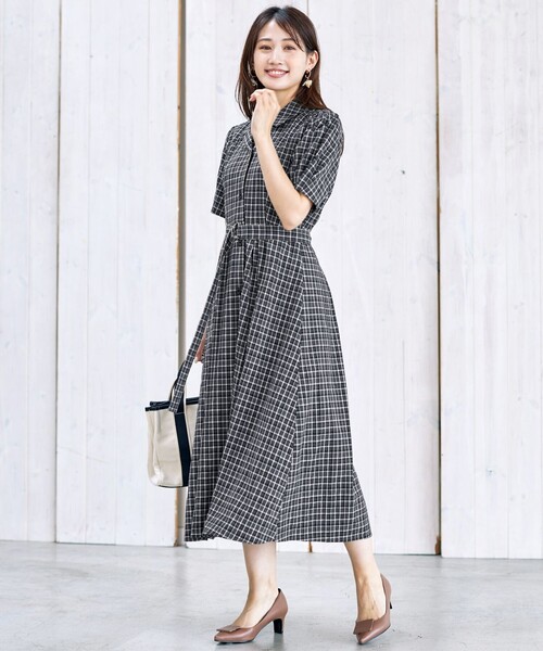 【セール】【洗える】開襟シャツワンピース（シャツワンピース）｜Tiaclasse（ティアクラッセ）