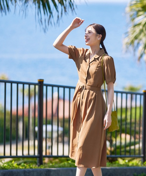 【セール】【洗える】開襟シャツワンピース（シャツワンピース）｜Tiaclasse（ティアクラッセ）