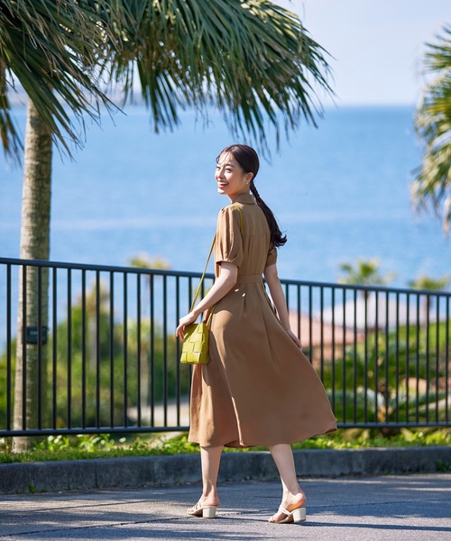 【セール】【洗える】開襟シャツワンピース（シャツワンピース）｜Tiaclasse（ティアクラッセ）