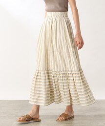 THE SHOP TK  | 【コットン100%/洗える】インドストライプギャザーティアードスカート(スカート)