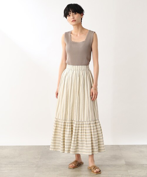 THE SHOP TK (ザ ショップ ティーケー )の「◆【コットン100%/洗える】インドストライプギャザーティアードスカート(スカート・レディース・オレンジ系その他4/アイボリー系2・11/12)」の6枚目の写真