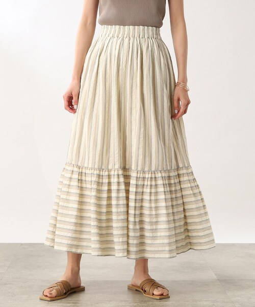 THE SHOP TK (ザ ショップ ティーケー )の「◆【コットン100%/洗える】インドストライプギャザーティアードスカート(スカート・レディース・オレンジ系その他4/アイボリー系2・11/12)」の8枚目の写真