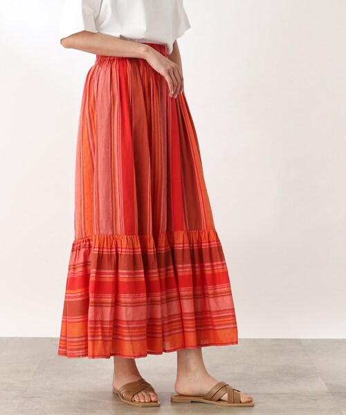 THE SHOP TK (ザ ショップ ティーケー )の「◆【コットン100%/洗える】インドストライプギャザーティアードスカート(スカート・レディース・オレンジ系その他4/アイボリー系2・11/12)」の12枚目の写真