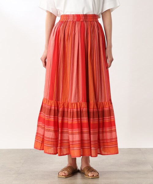 THE SHOP TK (ザ ショップ ティーケー )の「◆【コットン100%/洗える】インドストライプギャザーティアードスカート(スカート・レディース・オレンジ系その他4/アイボリー系2・11/12)」の17枚目の写真