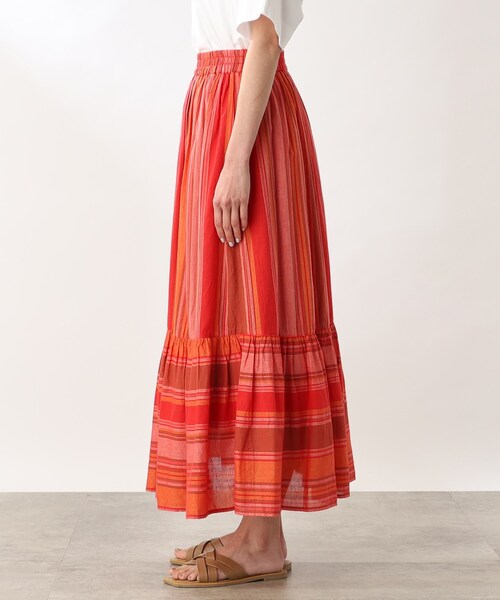 THE SHOP TK (ザ ショップ ティーケー )の「◆【コットン100%/洗える】インドストライプギャザーティアードスカート(スカート・レディース・オレンジ系その他4/アイボリー系2・11/12)」の18枚目の写真