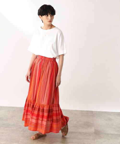 THE SHOP TK (ザ ショップ ティーケー )の「◆【コットン100%/洗える】インドストライプギャザーティアードスカート(スカート・レディース・オレンジ系その他4/アイボリー系2・11/12)」の20枚目の写真