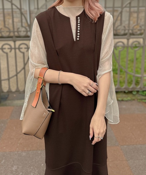 apres jour clair(アプレジュールクレア)の「【apres jour clair】パールマーメイドジャンスカ【ZOZOTOWN限定アイテム】(ジャンパースカート・レディース・ライトブラウン/ブラック/ブラウン系その他/アイボリー・X-LARGE/フリー)」の4枚目の写真