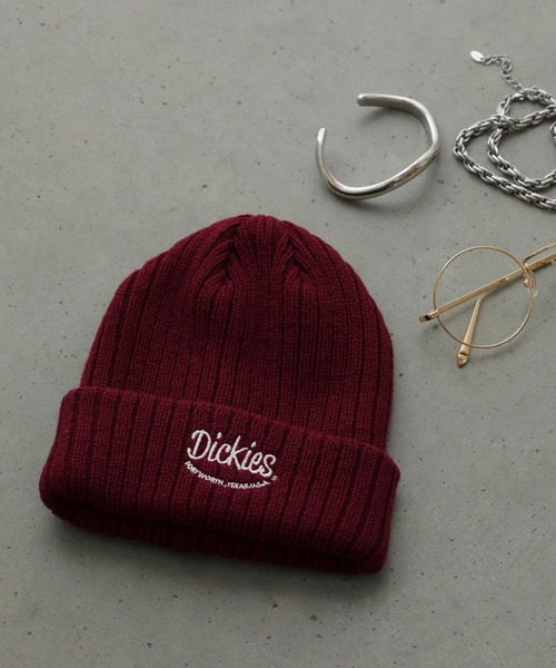Dickies（ディッキーズ）の「Dickies　キッズ ロゴ刺繍ニットワッチ（ニットキャップ/ビーニー・キッズ・レッド/ブラウン/オフホワイト・FREE）」の2枚目の写真