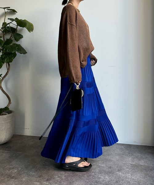 DouDou（ドゥドゥ）の「【WEB限定】ティアードプリーツスカート（スカート・レディース・グリーン/ブルー/ブラック・FREE）」の9枚目の写真