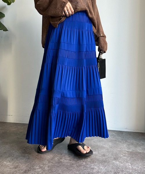 DouDou（ドゥドゥ）の「【WEB限定】ティアードプリーツスカート（スカート・レディース・グリーン/ブルー/ブラック・FREE）」の11枚目の写真