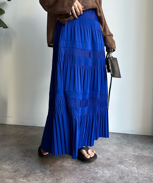 DouDou（ドゥドゥ）の「【WEB限定】ティアードプリーツスカート（スカート・レディース・グリーン/ブルー/ブラック・FREE）」の12枚目の写真