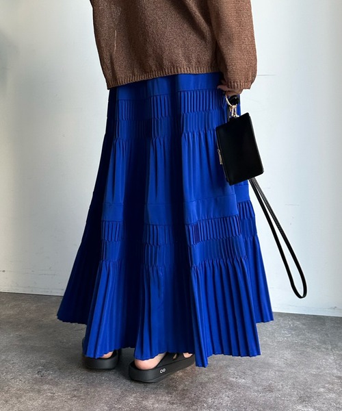 DouDou（ドゥドゥ）の「【WEB限定】ティアードプリーツスカート（スカート・レディース・グリーン/ブルー/ブラック・FREE）」の14枚目の写真