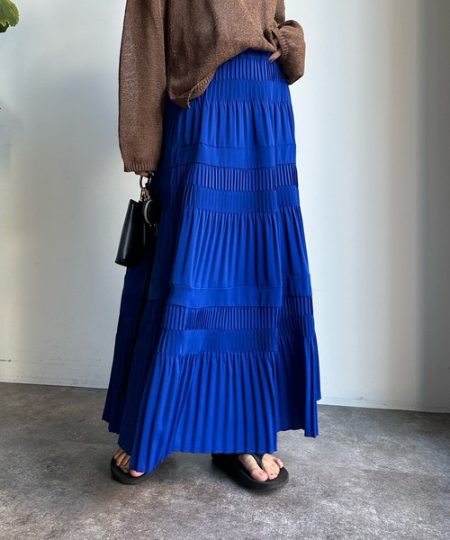 DouDou（ドゥドゥ）の「【WEB限定】ティアードプリーツスカート（スカート・レディース・グリーン/ブルー/ブラック・FREE）」の13枚目の写真
