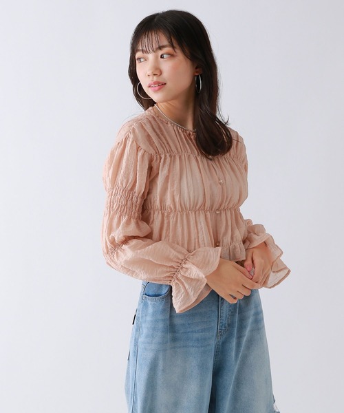 repipi armario(レピピ アルマリオ)の「シャーリングブラウス(シャツ/ブラウス・キッズ・オレンジ/ブラック/アイボリー・SMALL/MEDIUM/LARGE)」の3枚目の写真