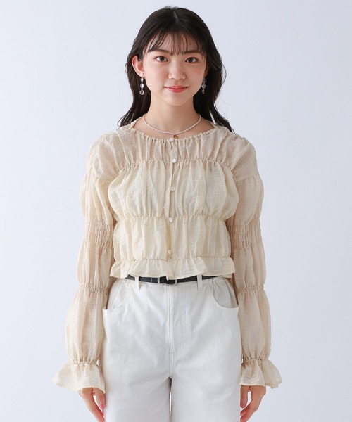 repipi armario(レピピ アルマリオ)の「シャーリングブラウス(シャツ/ブラウス・キッズ・オレンジ/ブラック/アイボリー・SMALL/MEDIUM/LARGE)」の7枚目の写真