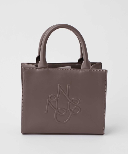 one after another NICE CLAUP（ワンアフターアナザーナイスクラップ）の「【新色入荷】ロゴモチーフエンボスミニバック（ショルダーバッグ・レディース・ベージュ/アイボリー/ブラック/ピンク/アッシュグレー・FREE）」の3枚目の写真