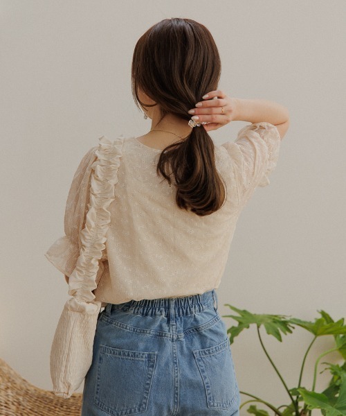 flower（フラワー）の「テンダーエンブロイダリーハーフブラウス（シャツ/ブラウス・レディース・ブルー/オレンジ・FREE）」の5枚目の写真