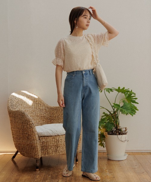 flower（フラワー）の「テンダーエンブロイダリーハーフブラウス（シャツ/ブラウス・レディース・ブルー/オレンジ・FREE）」の6枚目の写真