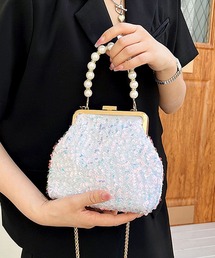 florist | 【3WAYデザイン】【取外しパールハンドル付】ファビュラススパンコールのがま口ショルダーバッグ/ハンドバッグ(ハンドバッグ)