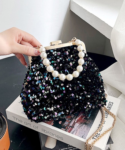 florist(フローリスト)の「【3WAYデザイン】【取外しパールハンドル付】ファビュラススパンコールのがま口ショルダーバッグ/ハンドバッグ(ハンドバッグ・レディース・ゴールド/ホワイト/カラフル/ライトブルー/ブラック/パープル・FREE)」の19枚目の写真