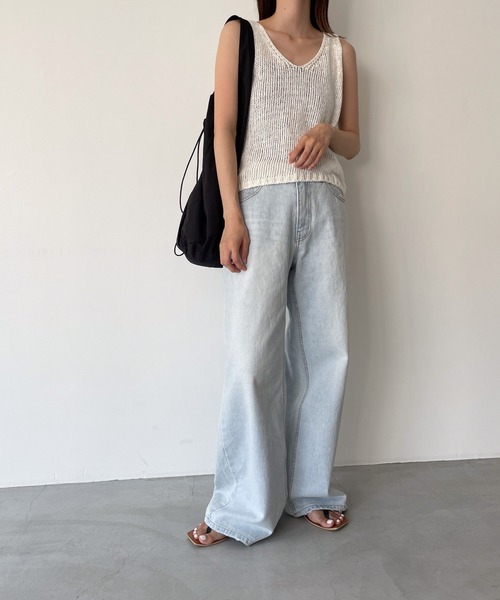 CANAL JEAN(キャナルジーン)の「El mar(エルマール) ペーパーニットタンクトップ(タンクトップ・レディース・ホワイト/ブラック・ONE SIZE)」の3枚目の写真