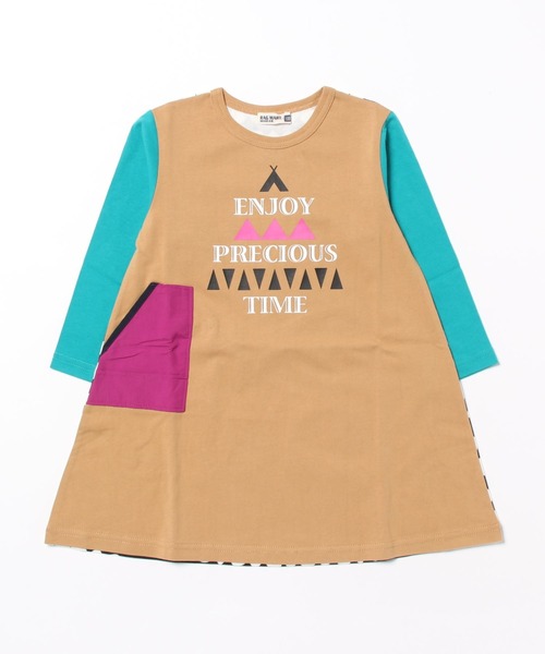 RAGMART(ラグマート)の「切り替えワンピース(ワンピース・キッズ・ブラック/キャメル・100cm/130cm/110cm/120cm)」の2枚目の写真