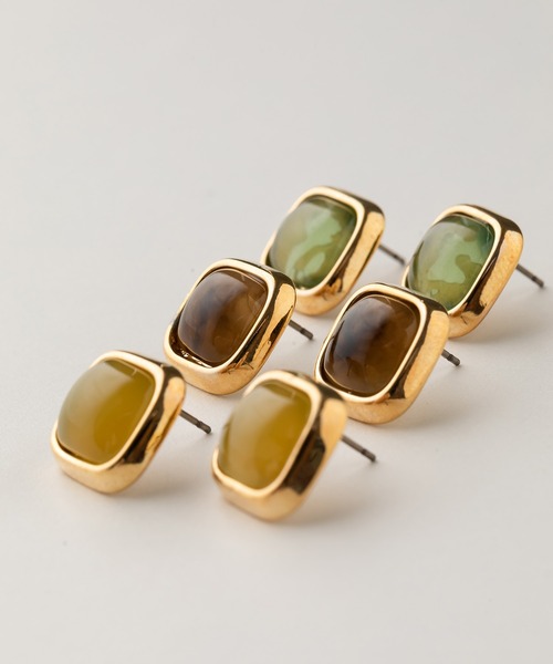 VATSURICA(バツリカ)の「〈VATSURICA〉バツリカ / アクリル スクエア ピアス(ピアス(両耳用)・レディース・ブラウン/グリーン/カーキ・FREE)」の6枚目の写真
