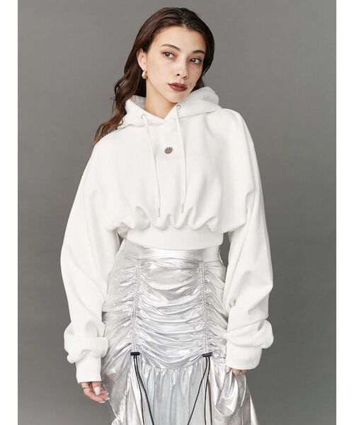 EVRIS（エヴリス）の「SUNNYクロップドフーディー（パーカー・レディース・ネイビー/ブラック/ホワイト・FREE）」の8枚目の写真