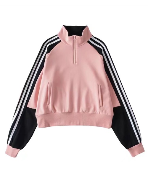 Chick（チック）の「▲Side Line Half Zip Sweat / サイドラインハーフジップスウェット（スウェット・レディース・ブラウン/ベージュ/ブラック/チャコール/ピンク・S/M）」の5枚目の写真