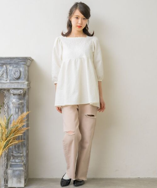 アメノチハレ リボンジャガードチュニック セール】リボンジャガード